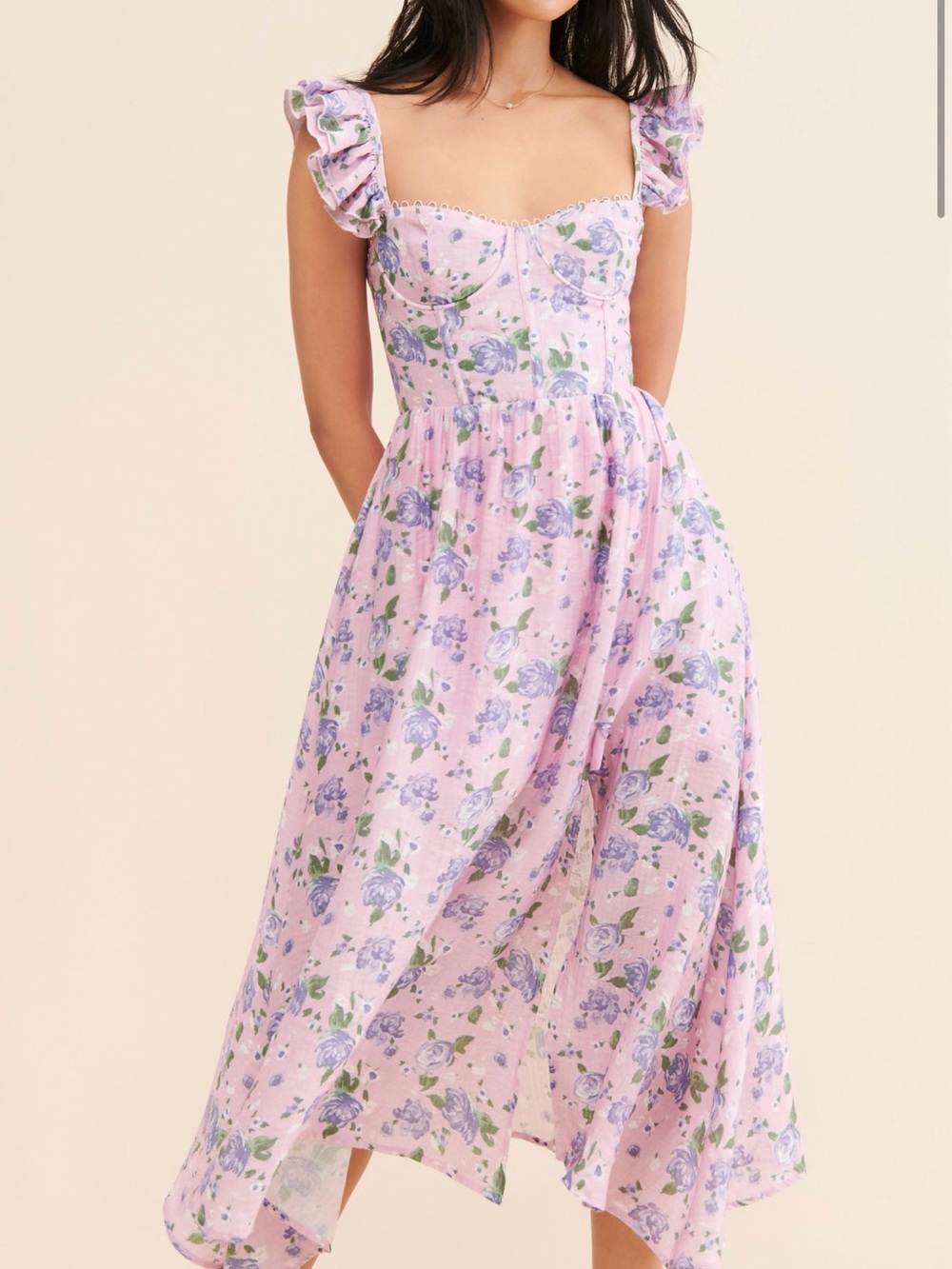 Astr Floral corset Midi Dress